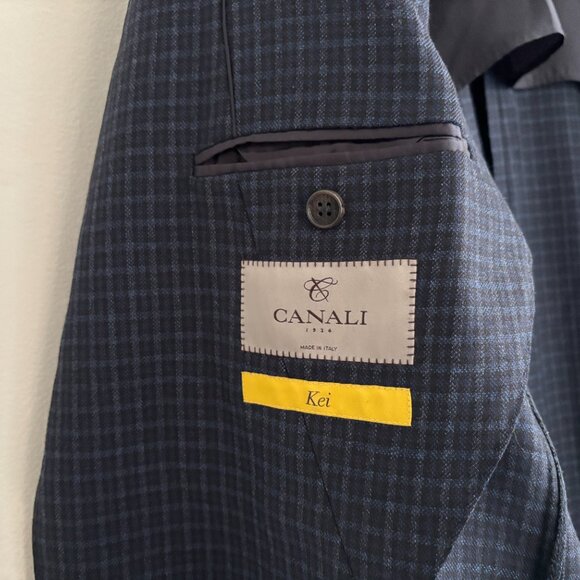 $2200 Canali Kei Unstructured Blue Check Wool Sport Coat / Blazer - US 48-50 - Picture 10 of 11